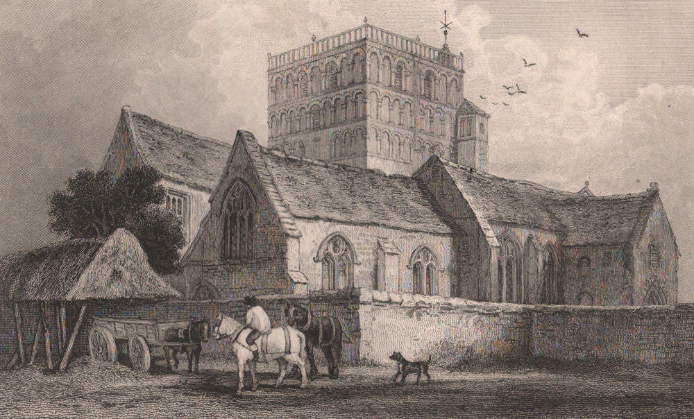 St. Clements church, Sandwich, Kent. GASTINEAU 1829 old antique print picture